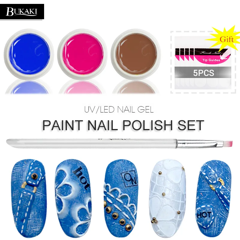 BUKAKI 9 шт./лот Краски лак для ногтей Nail Art комплект УФ гель рисовать Лаки Гибридный
