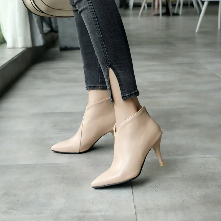 

Big Size 11 12 13 14 15 16 17 Fashionable, pointed, tidy, fine-heeled, zipper-tied, middle-heeled boots