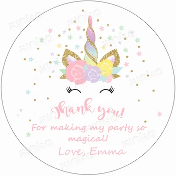 

100pieces Unicorn Face Personalized Birthday Party Favors Treat Bag Stickers, Unicorn Party, Unicorn Fur Favor Stickers