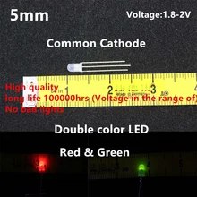 High quality 20pcs LED 5mm Round Diffused Red & Green double Color Common Cathode LED Diode Light Emitting Diode