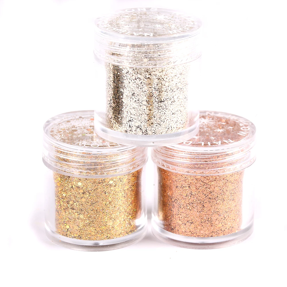 1Box Mixed Champagne Gold Nail Art Glitter Aluminum Flakes