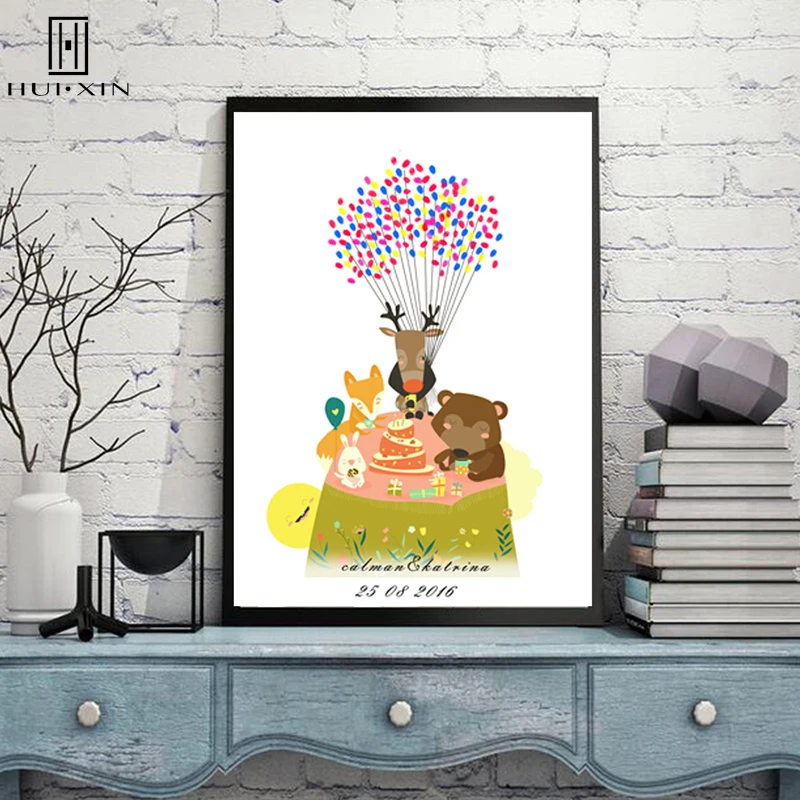 DIY Fingerprint Guestbook Souvenir A Reindeer Carrying Wishes Lovely Animals Gathering for Birthdays and Anniversary Best Decor