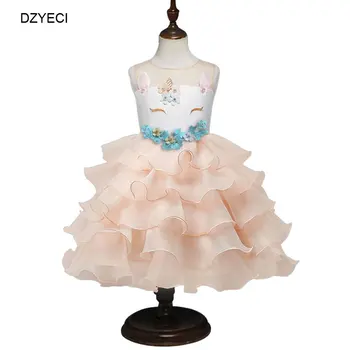 

DZYECI Unicorn Costume For Baby Girl Dress Christmas Child Deguisement Kid Fancy Lace TUTU Party Frock Tunic Clothes 5 6 Year