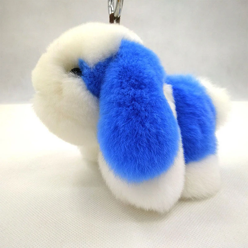NEW Fluffy Real Rex Rabbit Fur Puppy Female Pendant Bag Charm Dog Toy Doll Trinkets Charm Dog