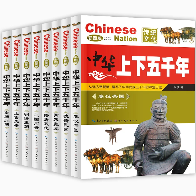 8 pcs Chinese Five thousand history short stories with pin yin and