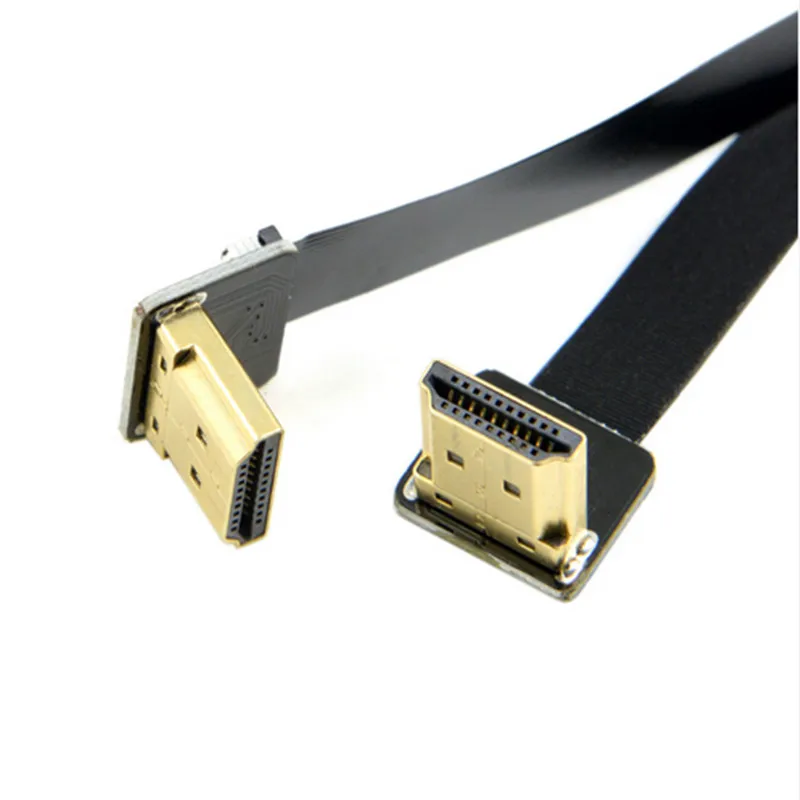 

0.1M-1M  FPV Dual Up Angled 90 Degree HDMI Type A Male to Male HDTV FPC Flat Cable for Multicopter Aerial Photography