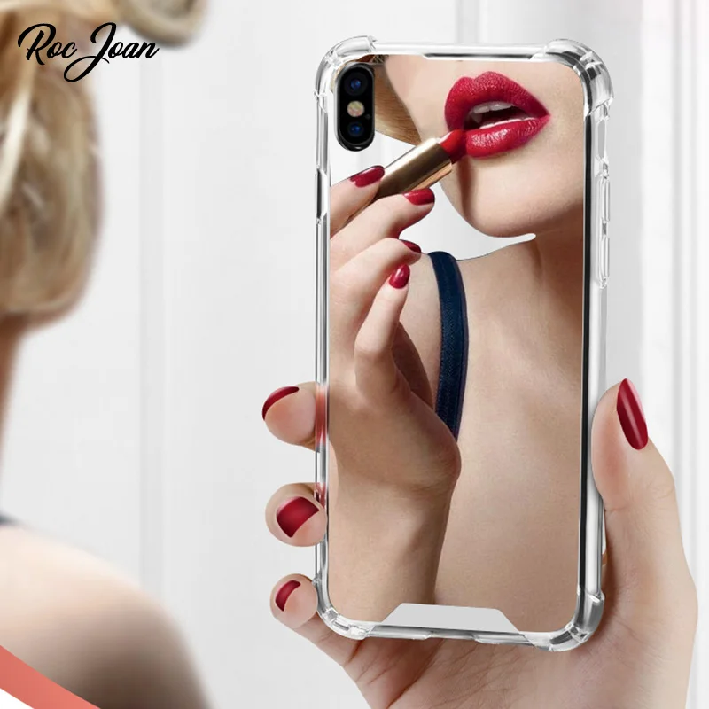 

Roc Joan Mirror Case for iPhone X Anti Shock Hard Back Clear Soft TPU Frame Cover for iPhone XR XS Max Silver Gold Black Coque