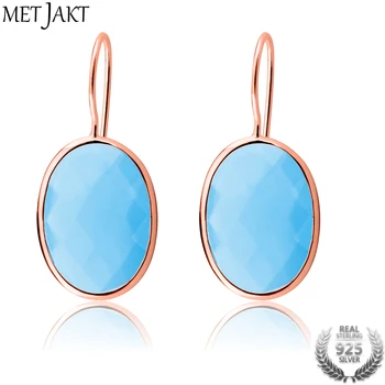 

MetJakt Fashion Water Drop Agate Earrings Solid 925 Sterling Silver with Rose Gold Plated for Women's Wedding Party Fine Jewelry