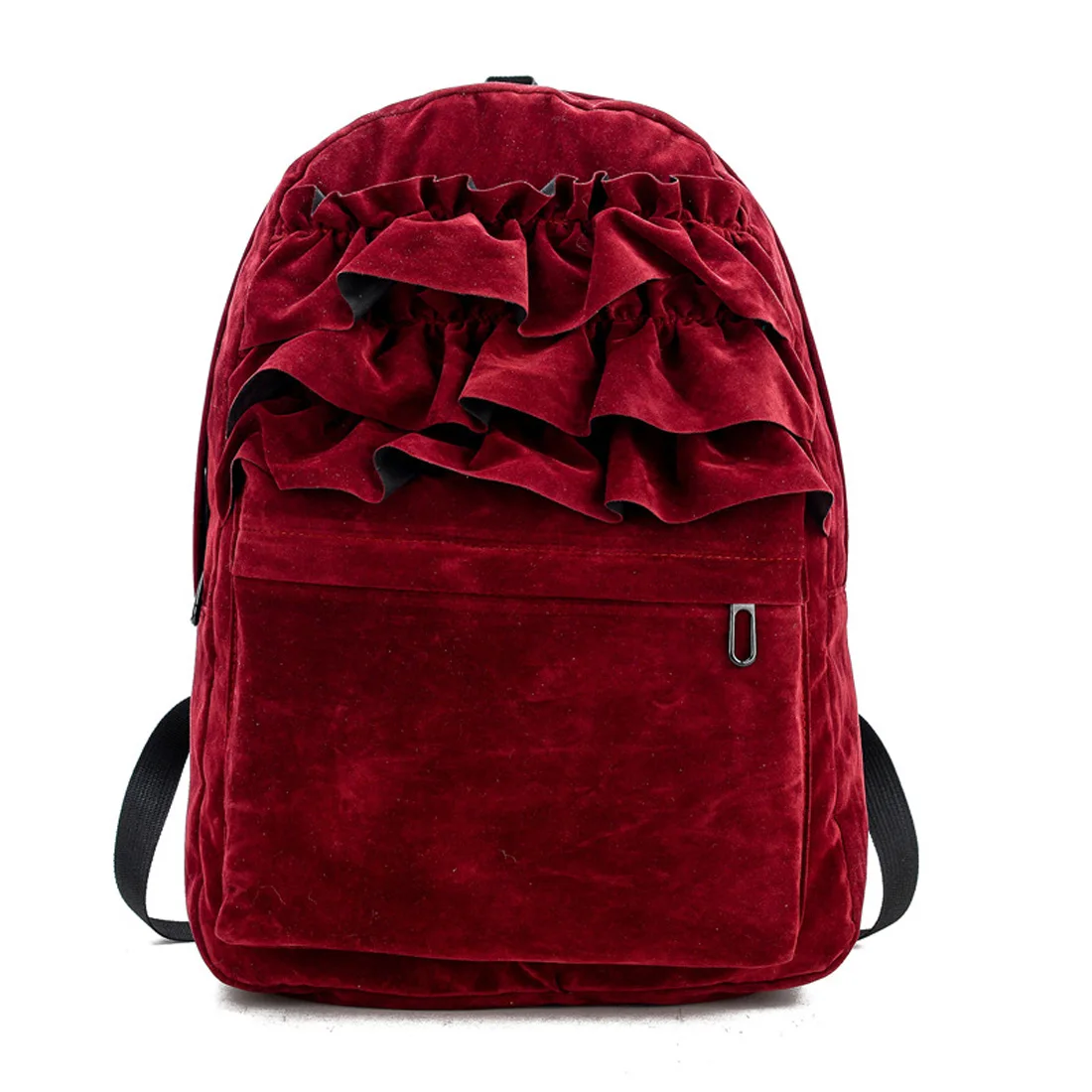 Fashion Flouncing Lace women Backpack Students Solid Velvet Backpacks
