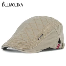 Весенне-летние мужские шляпы от солнца, Классическая Западная кепка газетчика для мальчиков, хлопковая, плоская, регулируемая, мужская, однотонная, плоская, береты, шапка