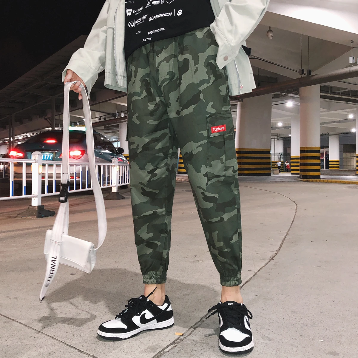 Fashion Casual Men's Overalls Spring And Autumn New S-2XL Loose Beam Pants Three-color Camouflage Personality Youth Popular