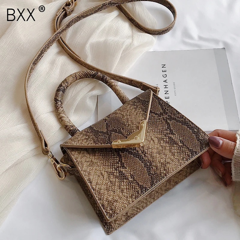 

[BXX] Women's Single Shoulder Crossbody Bag All-match 2019 Personality Snake Portable Bag Female Vintage Handbag Package HF206