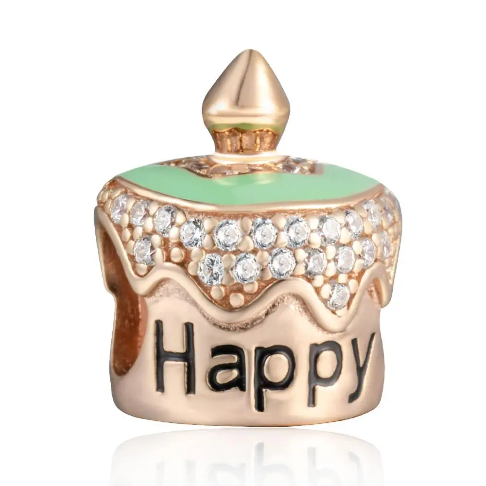 Choruslove счастливый торт ко дню рождения Шарм 925 стерлингового серебра капкейк сердечко Бусины Подходят Pandora Подвески подарок браслеты ювелирные изделия - Цвет: CWS0216