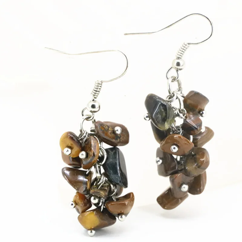 

9-11mm Irregular Yellow Tiger Eyes Stone Beads Dangle Earring For Women Natural Stone Drop Earrings Eardrop Gift DIY Jewelry A70