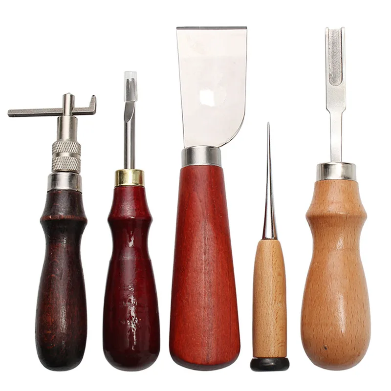 

37Pcs Leather Craft Tools Kit Hand Sewing Stitching Punch Carving Work Saddle Leathercraft Accessories
