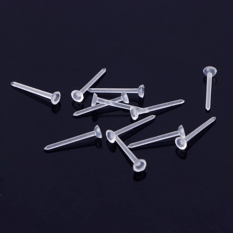 

100PCS Invisible Clear Plastic 5mm 3mm Flat Blank Pad Earring Nail Pin Ear Post