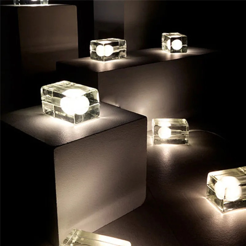 

Personality Brick Ice Bar Counter Table Light LED Table Desk Lights Lamp Ice Cube With Bulb G9 Nordic Bedroom Table Lamp