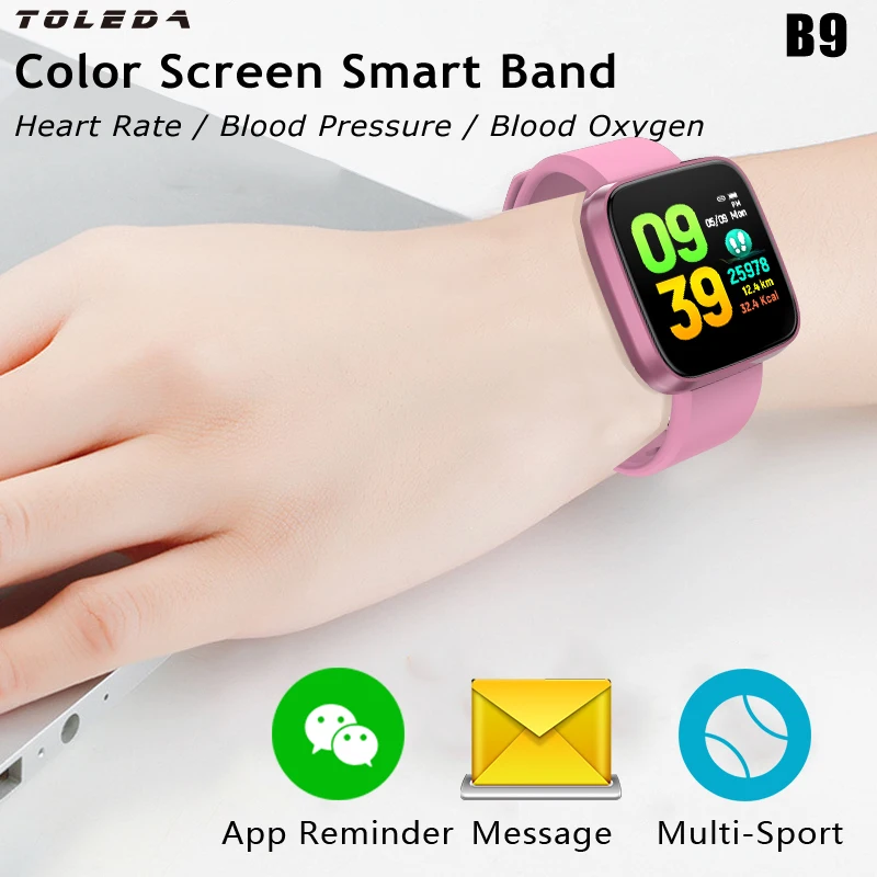 Toleda B9 BT SPO2 монитор сердечного ритма девушка Смарт Браслет часы с зарядкой USB зарядное устройство спортивные часы подарочные товары для