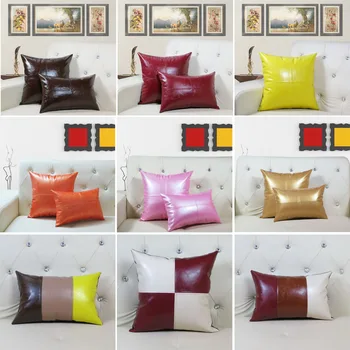 

45x45/50x50/60X60cm cross pattern simulation Pu leather cushion cover patchwork waist pu pillow cover sofa lumbar pillowcase car