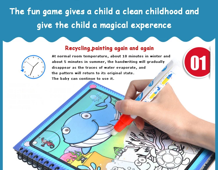 Волшебный рисунок водой книга с 1 Волшебное перо/Интимная обучения доска образования детей мальчиков и девочек рисовать игрушки для