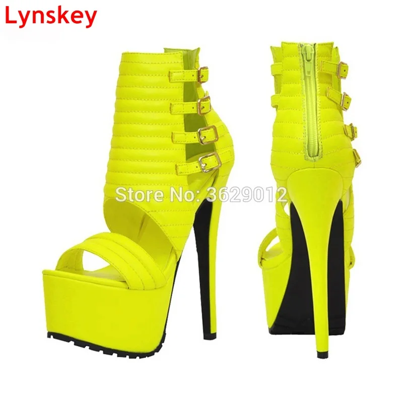 

Lynskey Sexy Platform Women Summer Shoes Open Toe High Heels Sandals Buckle Strap Cut Out nightclub Sandals Shoes