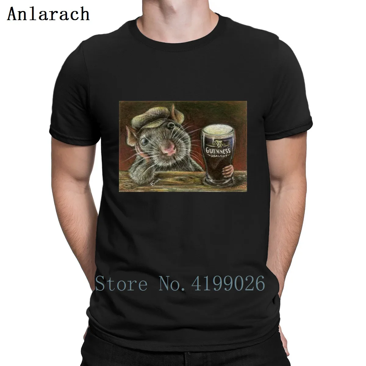 

Custom Paddy The Rat Beer T-Shirt Graphic Men's Short Sleeve Tee Shirts Euro Size Classical Hiphop Tees Crew Neck Casual