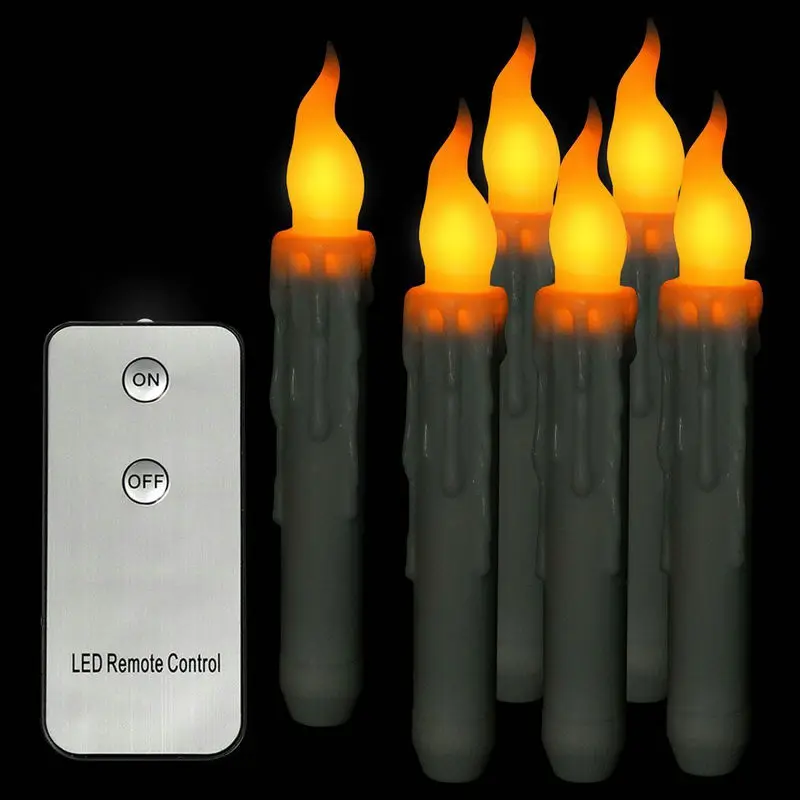 12pcs Remote Control Led Flameless Taper Dipped Wax Candle Tealight