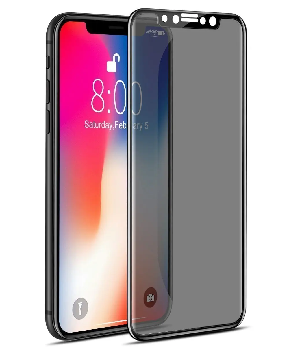3D 9H Film Full Cover Anti Glare Screen Protector For iPhone X Privacy