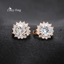 2017 Fashon Sun Shape Hoop Earrings Shiny Full Crystal Rhinestone Sunshine Gold Color Women Bridal Wedding Jewelry Accessories shape sunshine