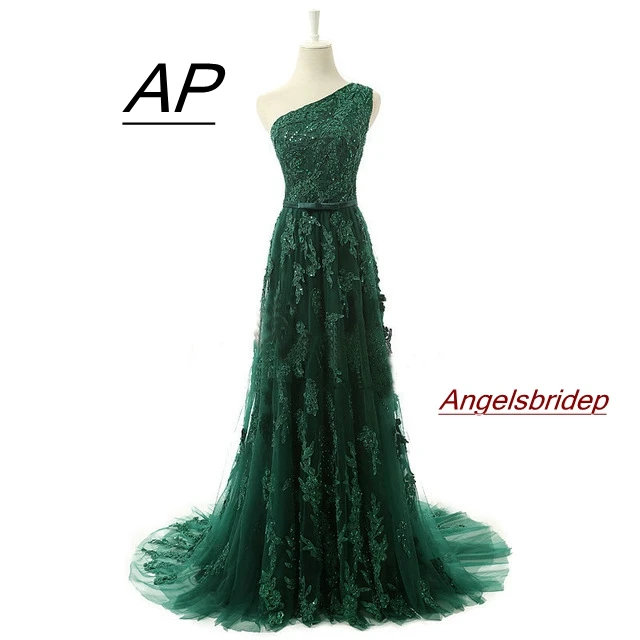 ANGELSBRIDEP Тюлевое вечернее платье Vestido Longo модное зеленое платье на одно плечо вечернее платье знаменитостей популярное - Цвет: picture color