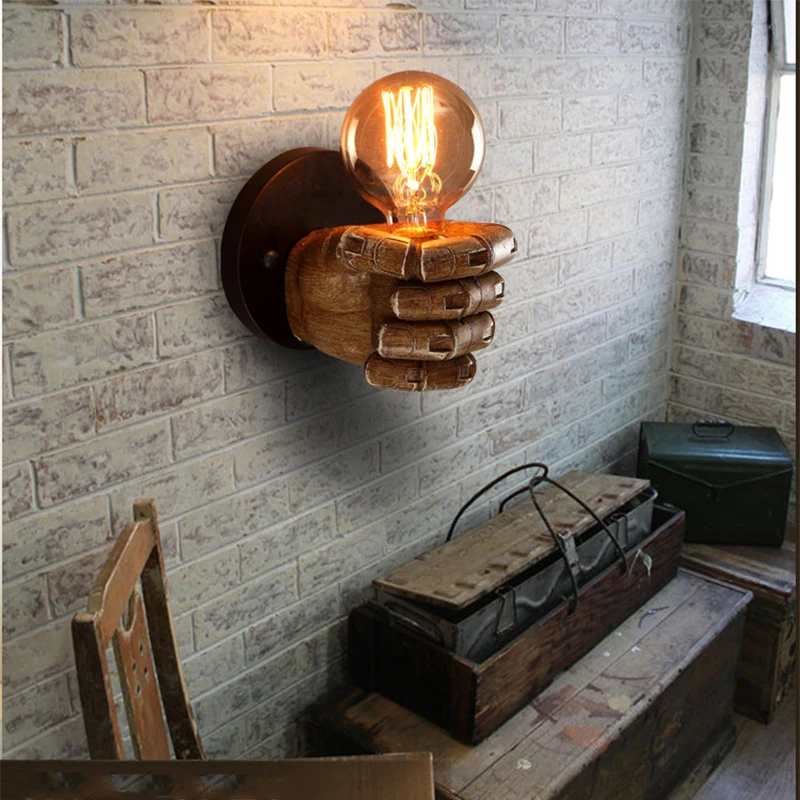 Lyfs 7,5X11 см творческий кулак смолы настенные светильники украшения кафе ресторанная спальня настенный светильник e27 90 V-260 V
