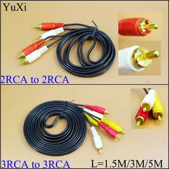 

YuXi 3 RCA to 3 RCA /2 RCA to 2RCA cable Male Plug Adapter Audio Converter Video AV Cabo Wire Cord length=1.5m/3m/5m