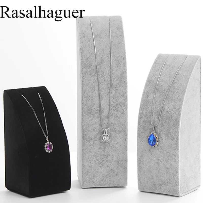 

Rasalhaguer Top Sale Pendants Exhibitor Stand for Jewelry Shop Wrapped with Velvet Counter Necklaces Display Holder Organizer
