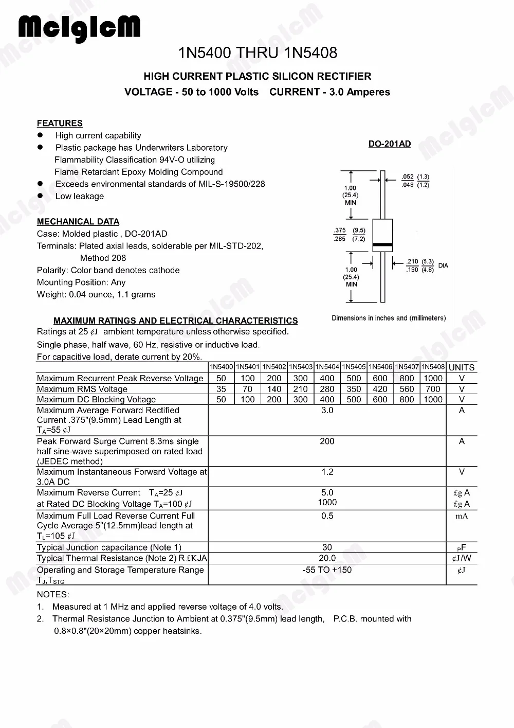 MCIGICM 20 шт. Выпрямитель Диод 3A 600 В DO 201 1N5406|rectifier diode|diode 3a3a diode |