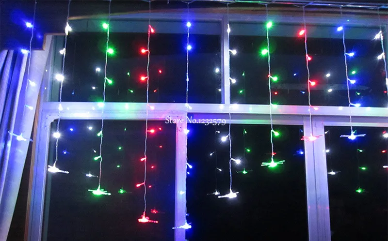 Многоцветный 4 м 100 светодиодов 18P Стрекоза занавеска гирлянды лампы год Сад Рождество Свадьба Вечеринка потолок окна украшения