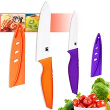 Xyj marca cuchillos de cerámica 4 pulgadas púrpura utility chef cuchillos de cocina de cerámica de 6 pulgadas orange hoja de cocina cuchillos de cocina actual
