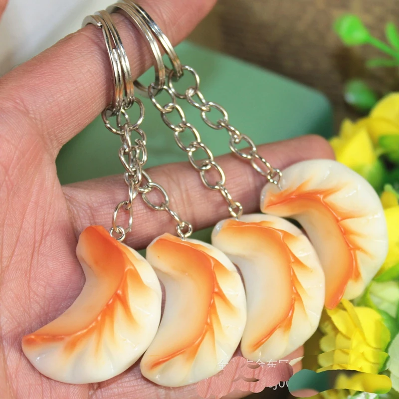 

5pcs 3D Simulation Food Pendant Key Rings, Dumpling Keychain, Car Bag Accessories, Promotion Gift, Personality, creative gift