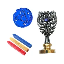 Винтажная сургучная Печать комплект печатей замечательная собака металлический Дракон ручка свадебные приглашения Подпись специальная печать штамп(дракон черный