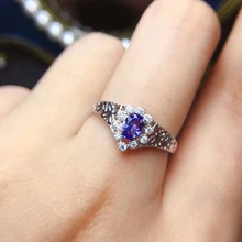 Кольцо с натуральным синим танзанитом и драгоценным камнем, кольцо с натуральным драгоценным камнем из серебра S925 пробы, элегантные женские вечерние ювелирные украшения