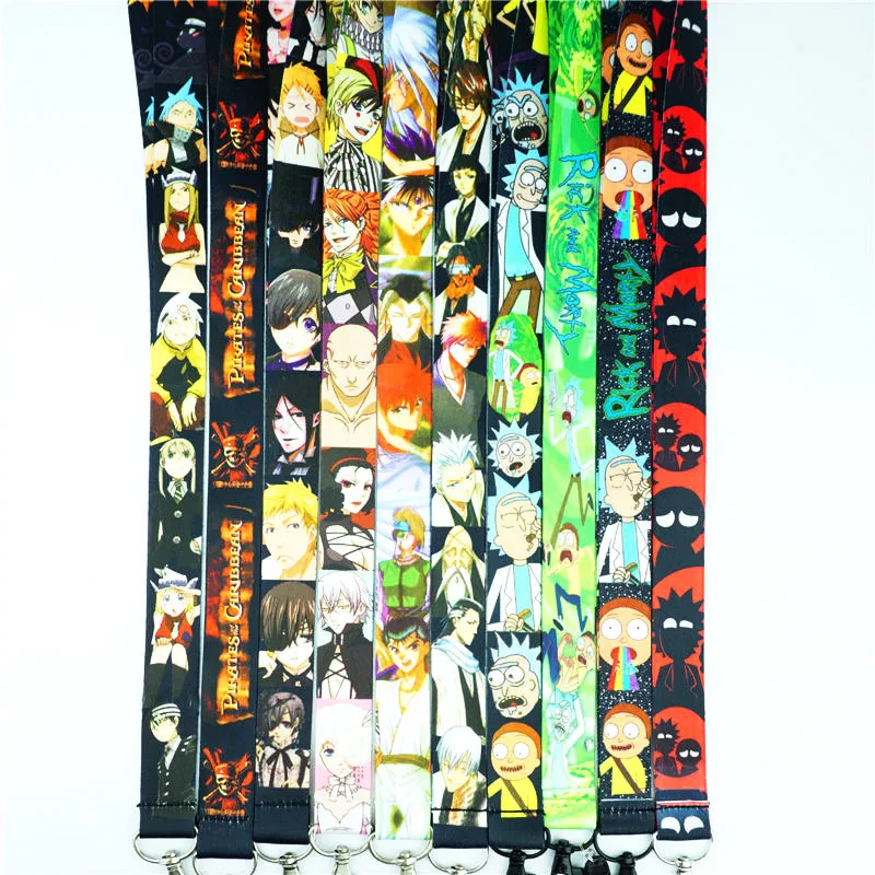 

Anime Cartoon Neck Strap Lanyard Rick and Morty Black Butler BLEACH Yu Yu Hakusho ID badge holder keychain Lanyards Gift
