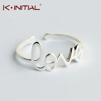 Kinitial 1Pcs Modern Letter Love Midi Finger Rings 925 Silver Initial 