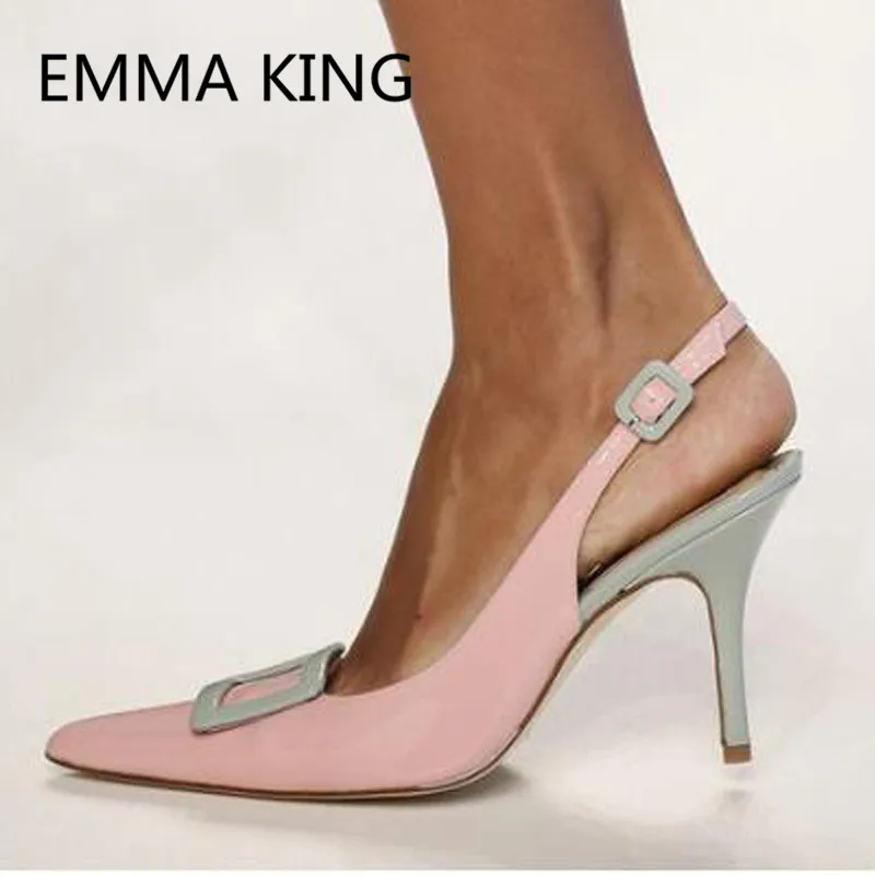

2019 New Arrive Mixed Color Sexy Shoes Woman Pumps Pointed Toe Ladies Spring Summer Runway Slingbacks Shoes Female High heels