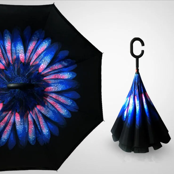 Дизайн, двухслойный перевернутый зонтик, самостоящий зонтик от дождя и обратного хода, автомобильные зонты, Прямая поставка - Цвет: 18