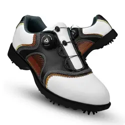 Мужские непромокаемые туфли для гольфа, лакированные, вращающиеся, тренировочные кроссовки для ногтей, Нескользящие кроссовки с пряжкой