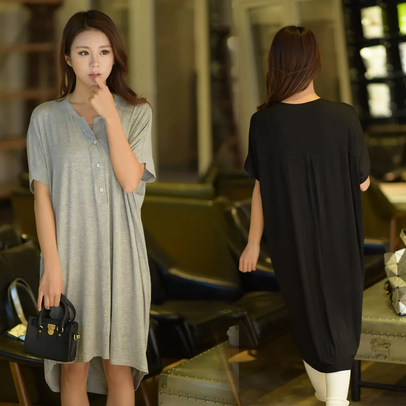 Women Nightgowns Summer Sleepwear Casual Night Dresses Plus size Short Sleeve Loose Nightdress Home Clothes