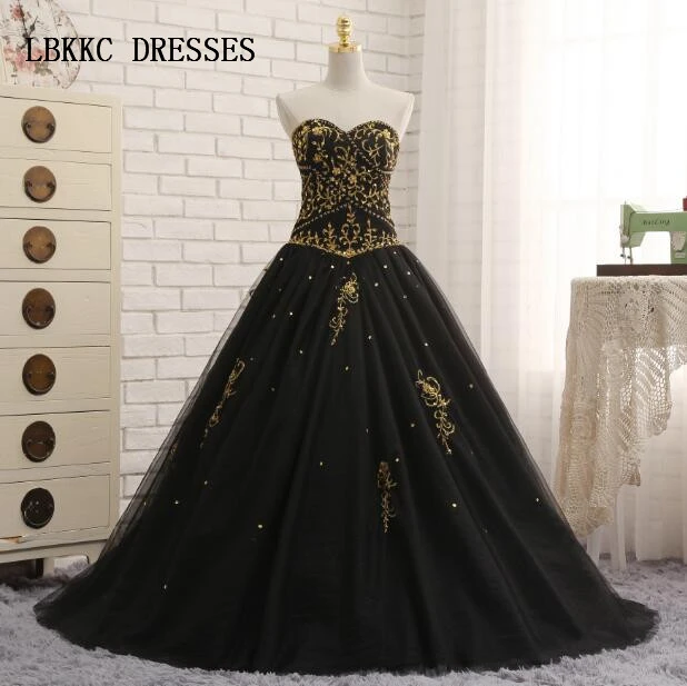 Black and gold quinceanera dress Clearance