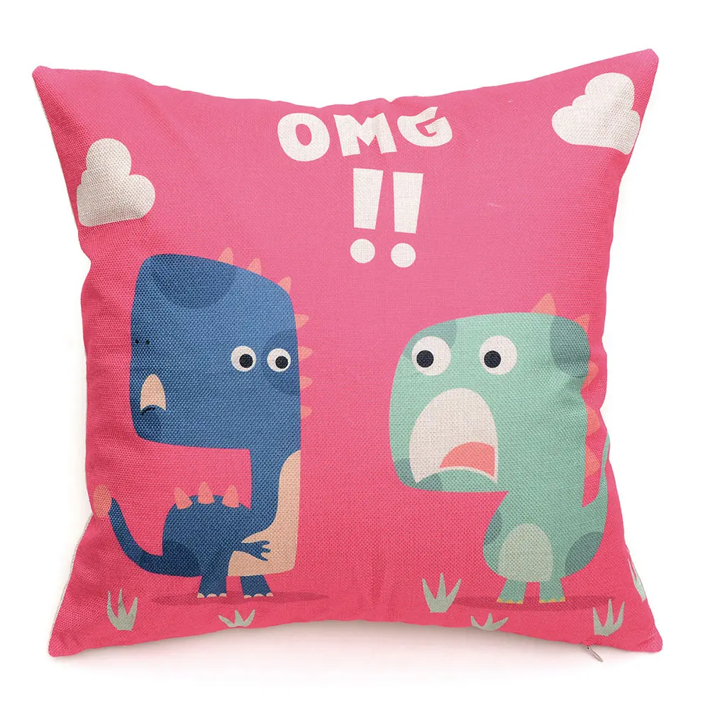 Buy Cartoon Dinosaur Pillow Cover Cotton Linen Pillows