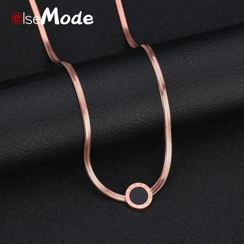 

ELSEMODE Snake Chain High Quality Roman Numerals 316 L Stainless Steel Choker Necklace For Women Femme Kolye Jewelry Gift