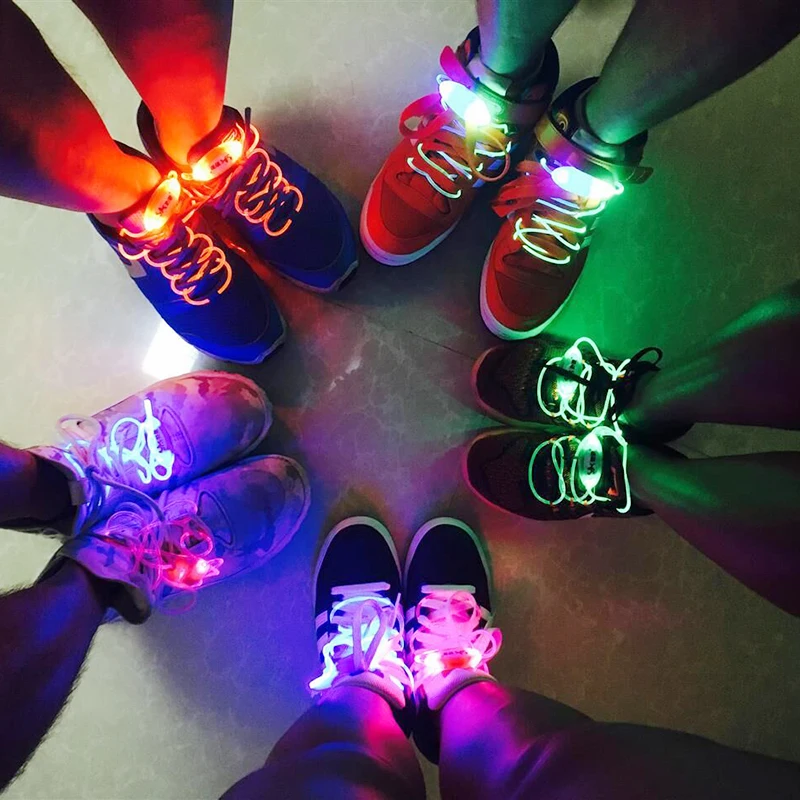 1 пара модные светодиодные светящиеся шнурки флэш-партия светящиеся строки спортивные кроссовки на плоской подошве шнуровка Новинка освещение