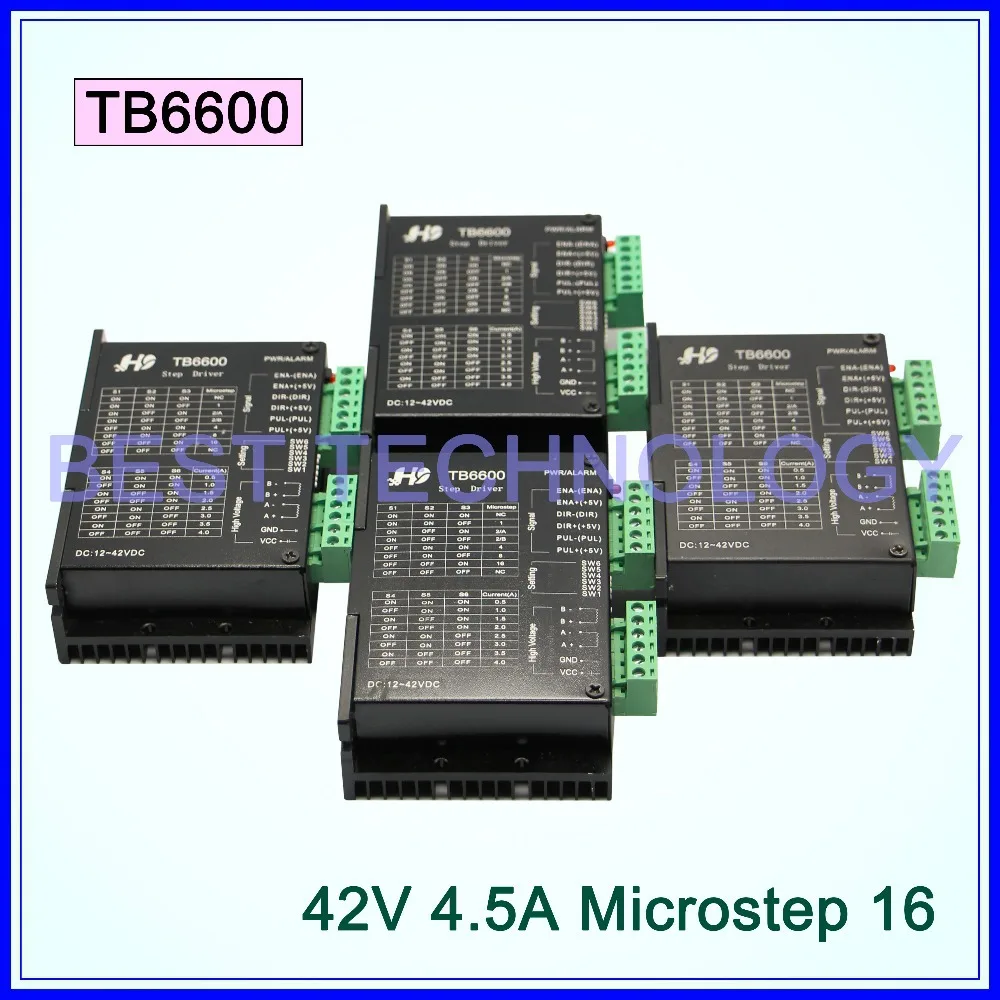 4 шт. драйвер TB6600 шаговый двигатель драйвер 16micsteps 42VDC 4.5A, Nema17, Nema23 шаговый двигатель драйвер